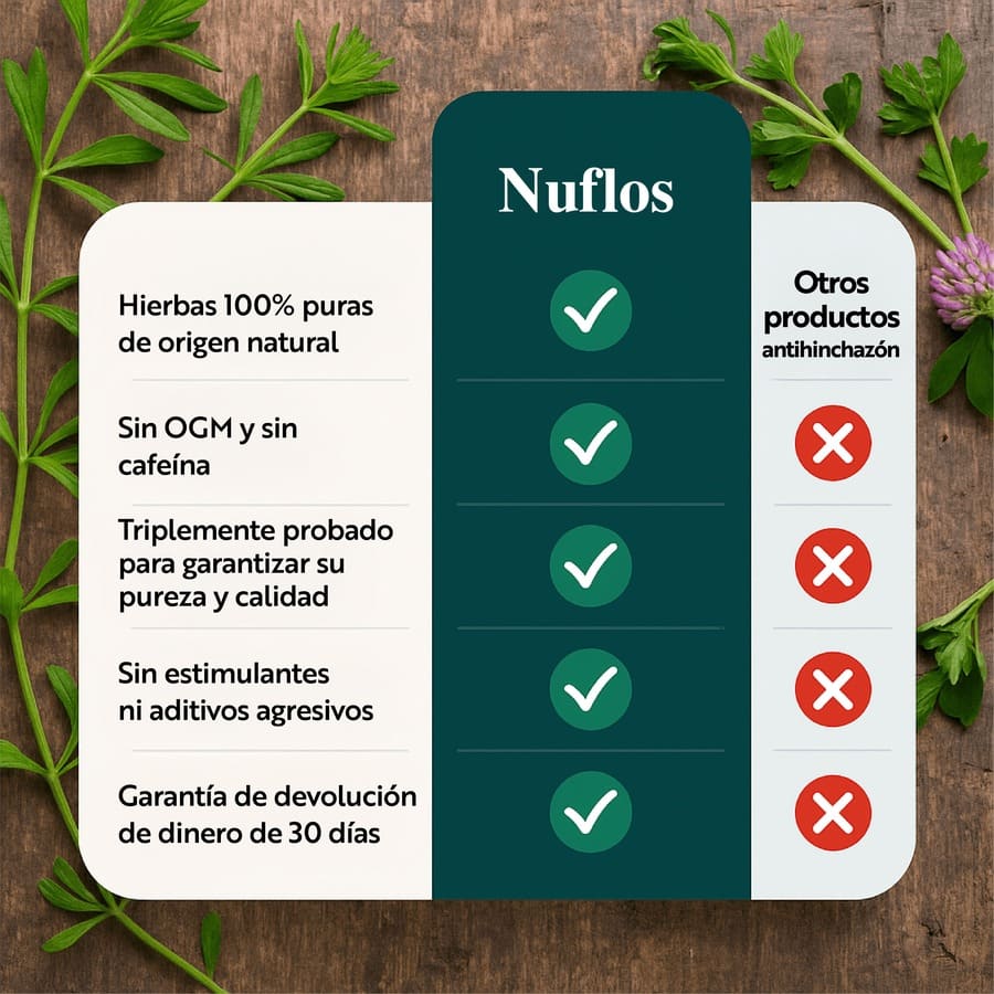 Nuflos – Drenaje Líquido Natural para reducir hinchazón y sentirte liviana todos los días